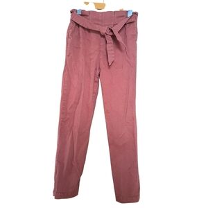 3/35$ ZARA Kids High Waist Paperbag Pants with Belt | Rust Pink | Size 13–14